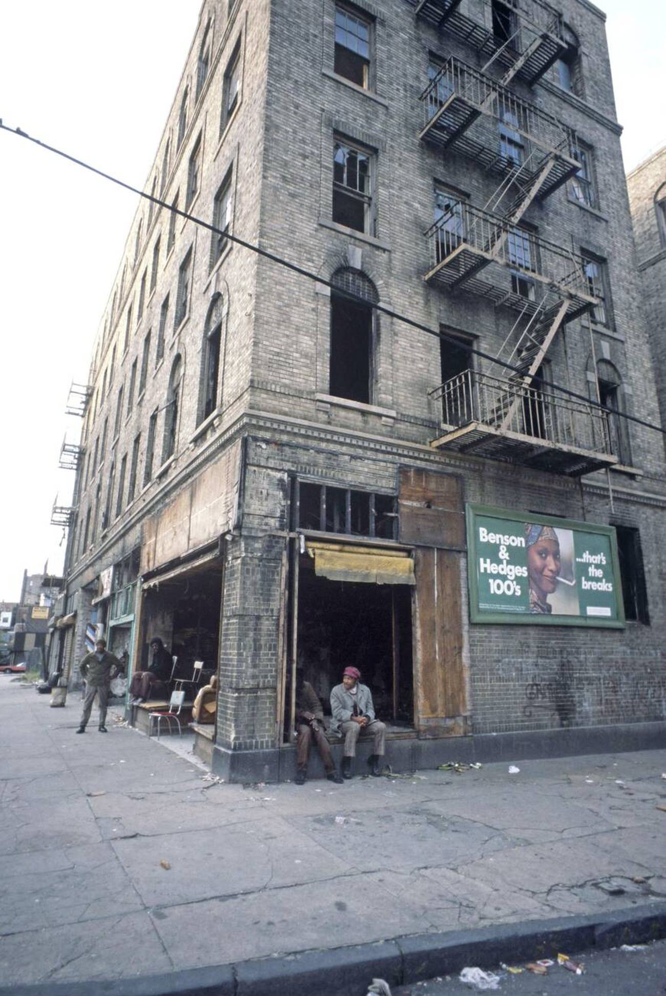 Burnt-Out Shops And Tenement Blocks In The South Bronx, 1970S.