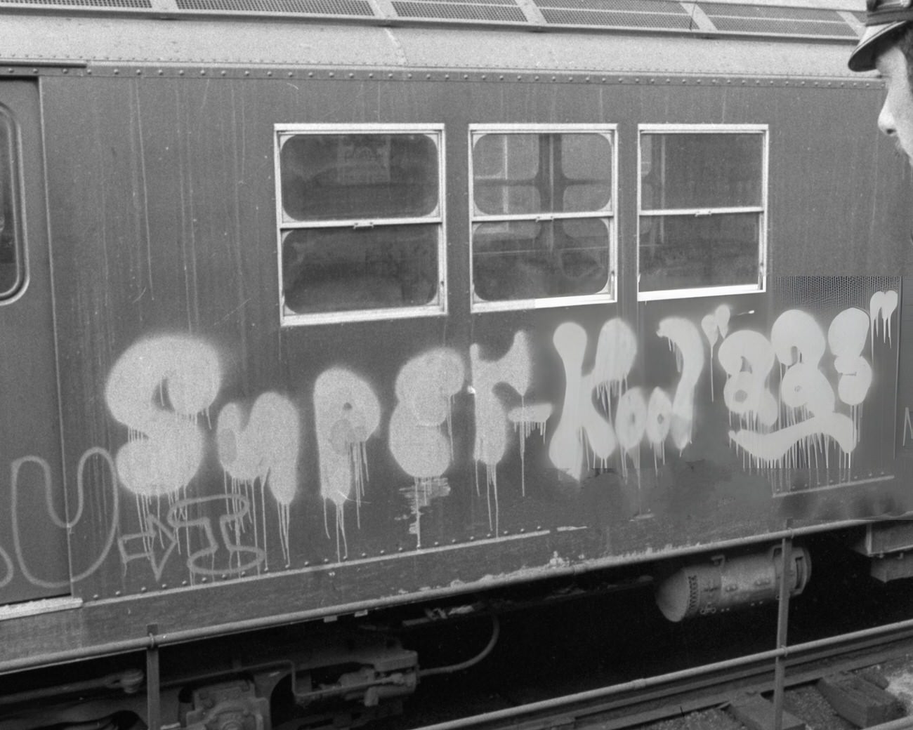 Graffiti Adorns A Subway Train At Pelham Parkway Station.