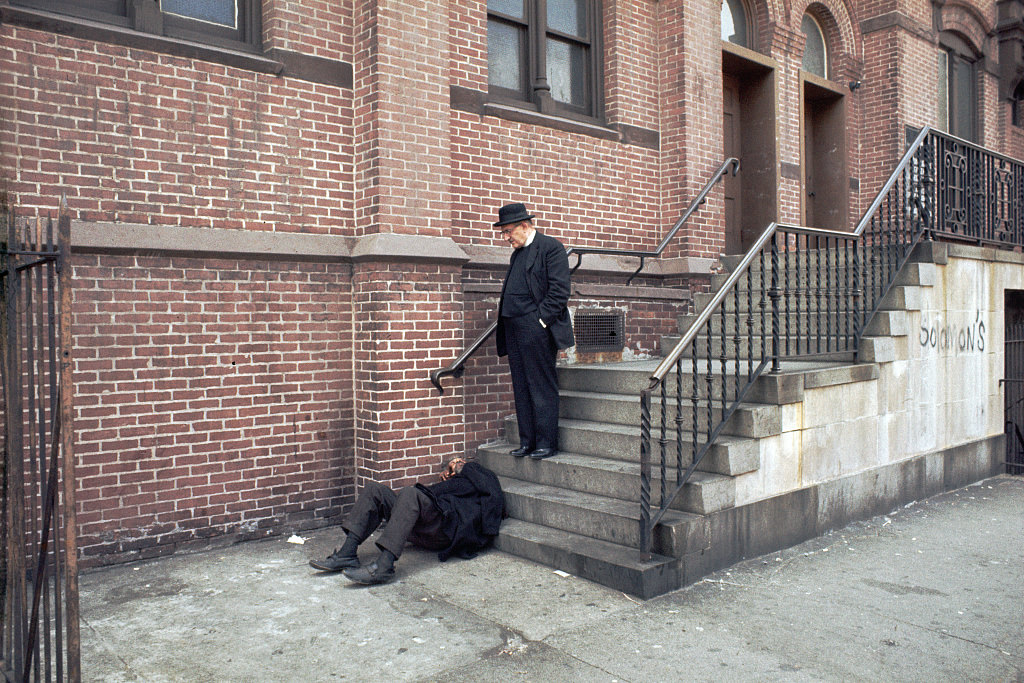 Catholic Priest And Homeless Man, Bronx, 1970S