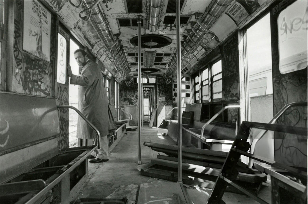 Journalist Jim Dwyer Sits In An Abandoned Subway Car In The Bronx, 1981.