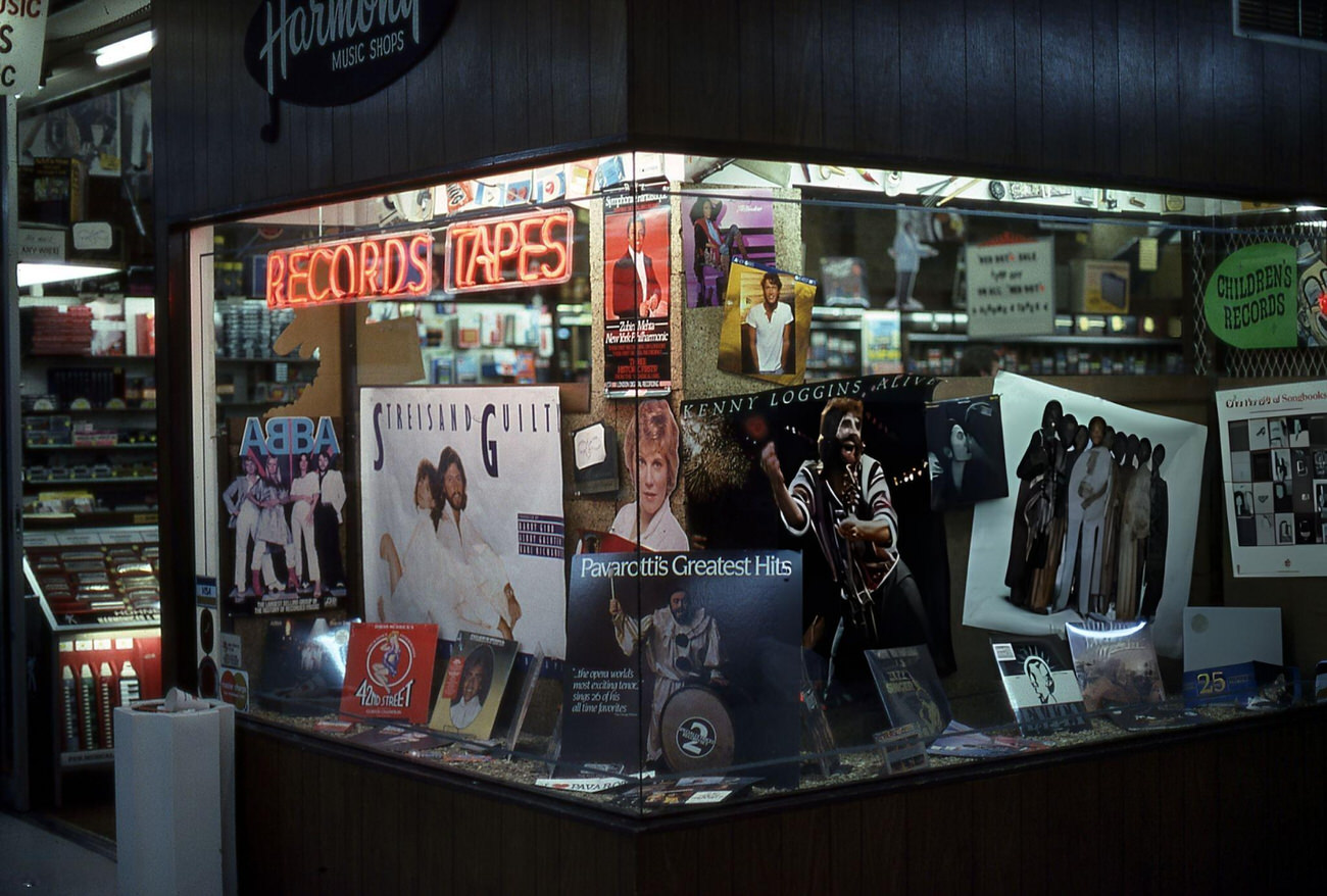A Window Display At Harmony Music Shop, A Record Store In The Bronx, 1980.