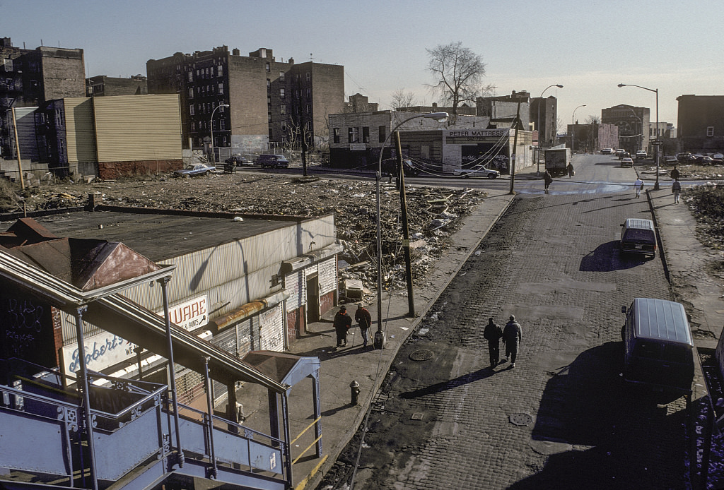 View East From Freeman St. Subway Station, South Bronx, 1988.
