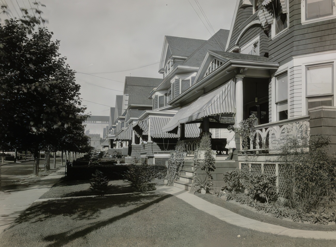 Row Of Houses With Awnings Near Kingsbridge Armory On Grand Street At W. 192Nd St., 1915.