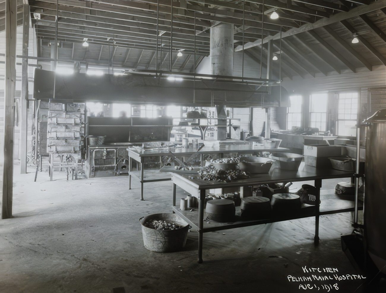 Kitchen At Pelham Naval Hospital, 1918.