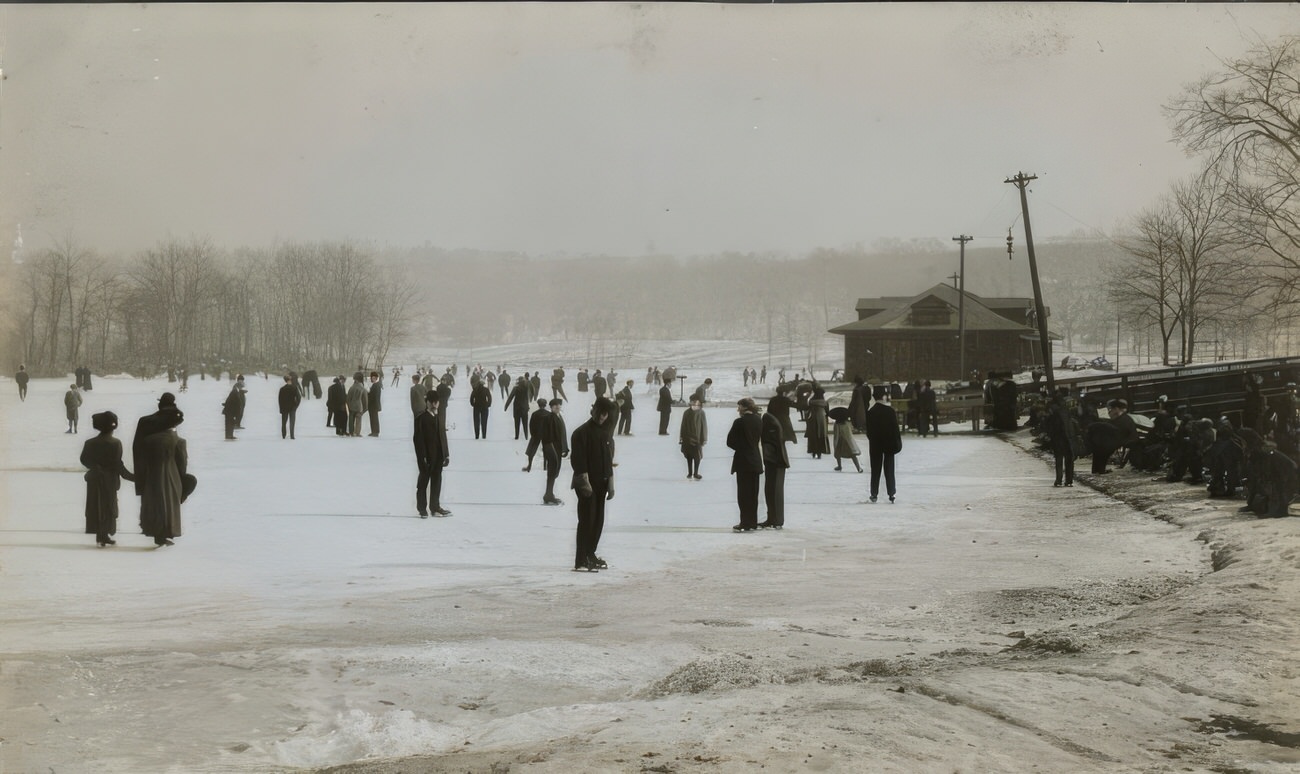 Skating In Van Cortlandt Park, New York, Circa 1910.