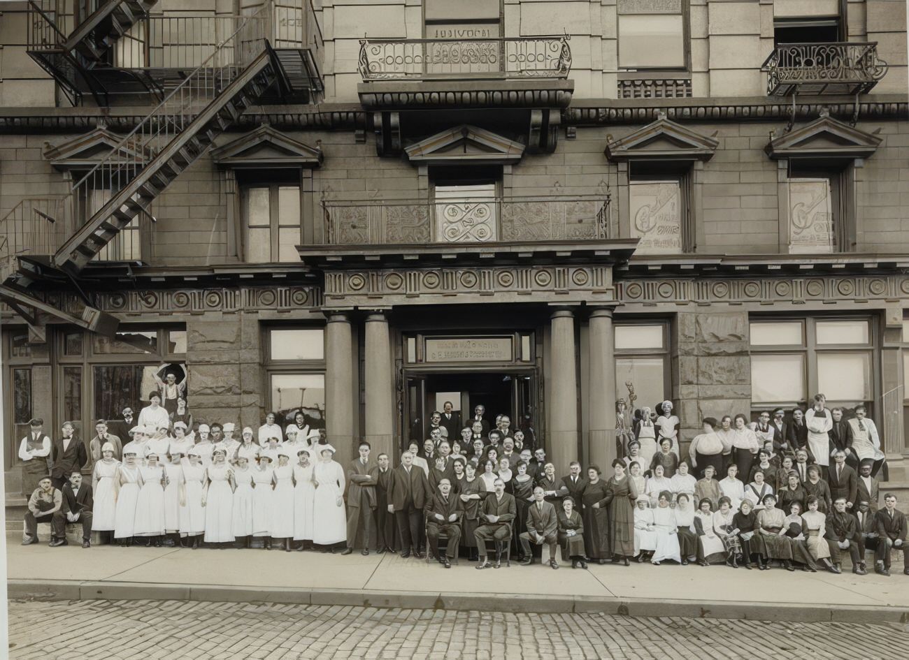 Group Portrait Of Crystal Chemical Co. Employees Outside Main Office And Laboratories At 134Th Street &Amp;Amp; Willis Avenue, 1919.