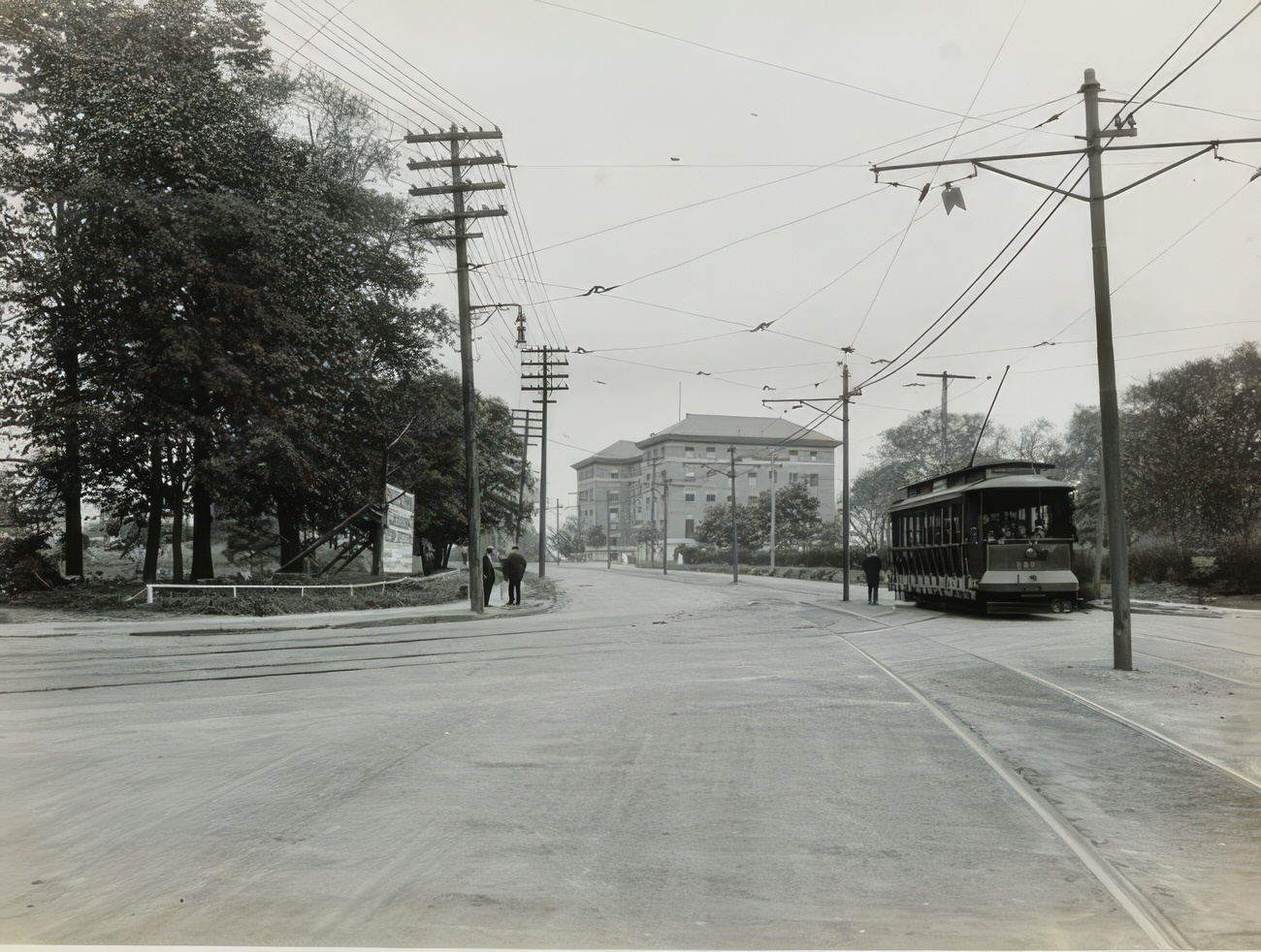 Streetcar On Wide Street, 1919.