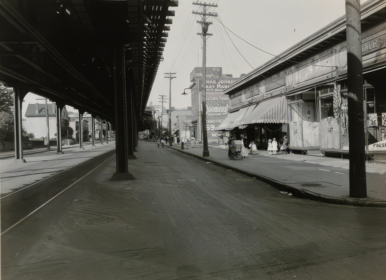 213Th St. And White Plains Rd. Intersection With Elevated Tracks And Shops, Circa 1915.