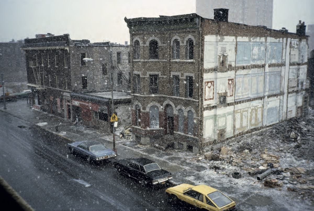 Spring Snowstorm Through Classroom Window Gates Ave., Bushwick, Brooklyn, 1982