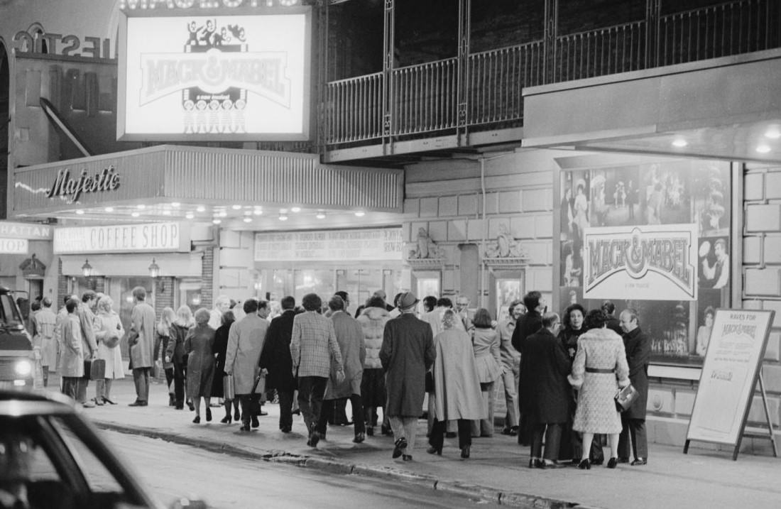 New York City Theater District With Crowds Going To Theaters, 1974.