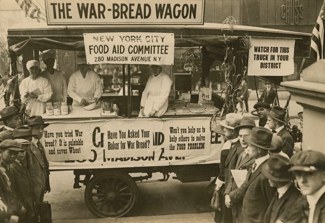 The War-Bread Wagon, New York City, 1910S.