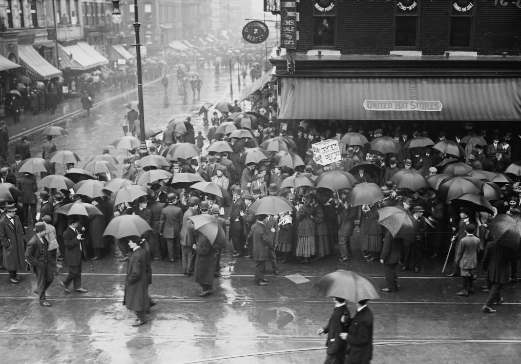 Labor Day (May Day) Parade In The Rain, New York, 1909.