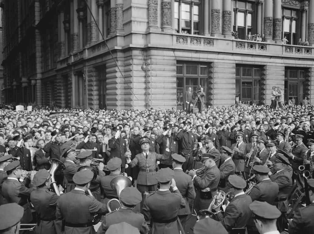 A Crowd On D-Day In Madison Square, New York, 1944.