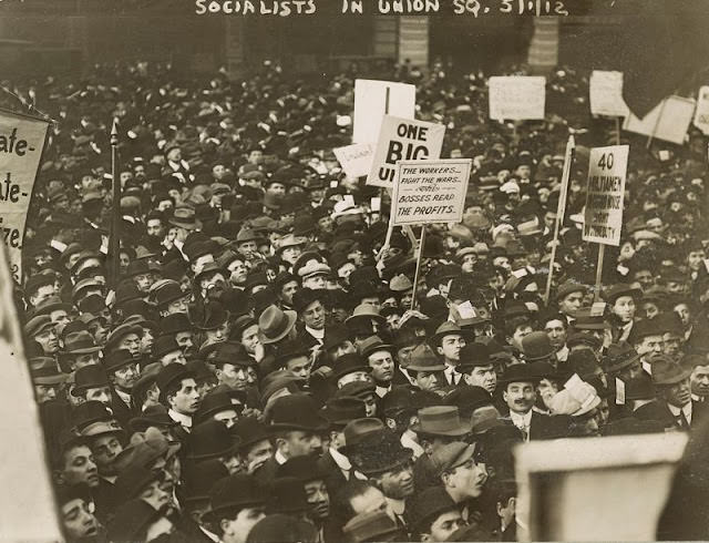 Crowd With Signs At The May Day Rally Of The Socialist Party, 1912.