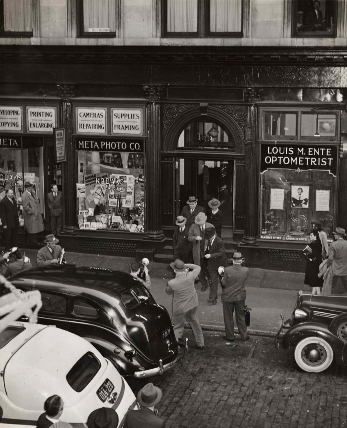 Arrests Made During A Gambling Raid, 1942.