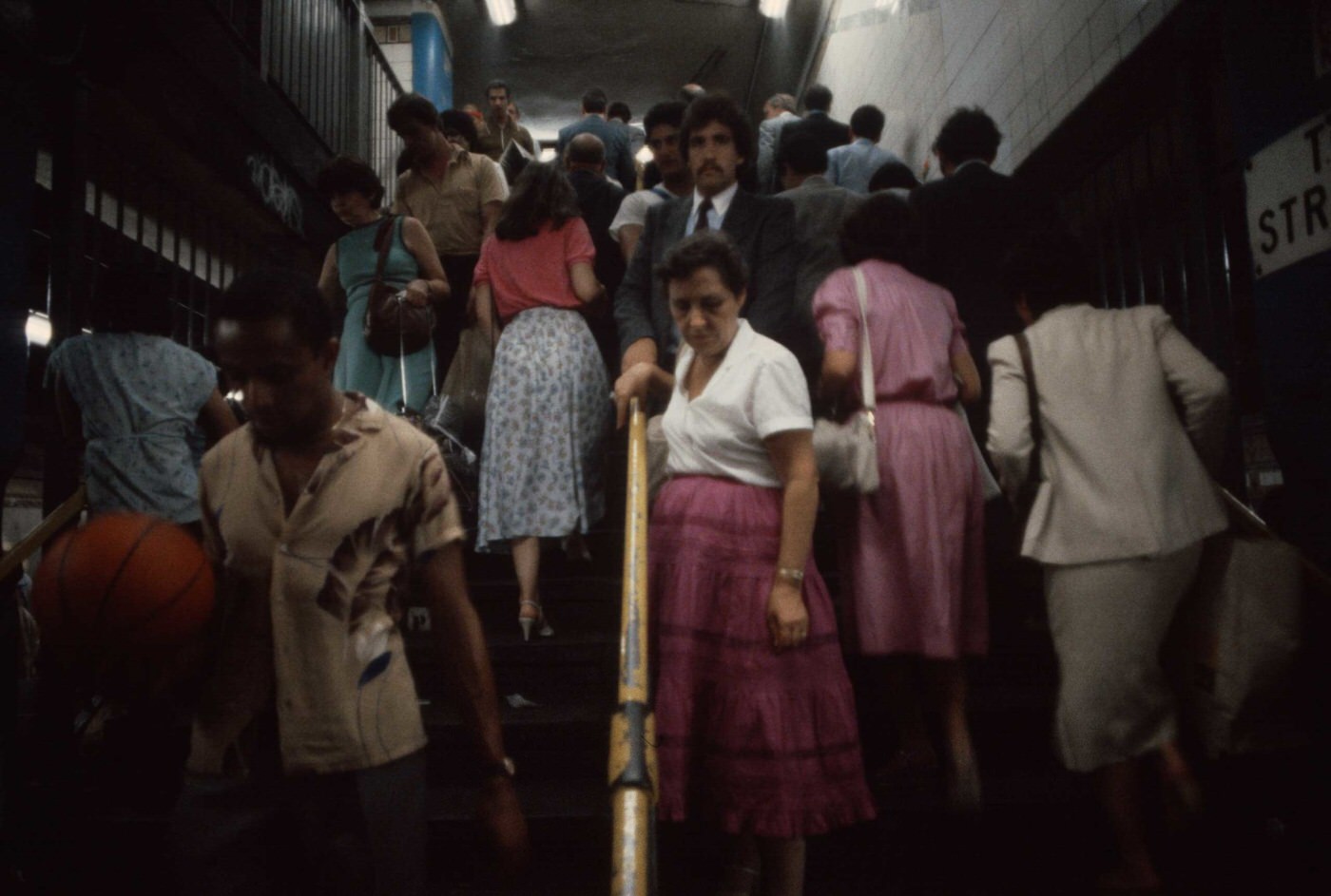 Commuters Ascend And Descend Stairwells During Rush Hour, 1981.