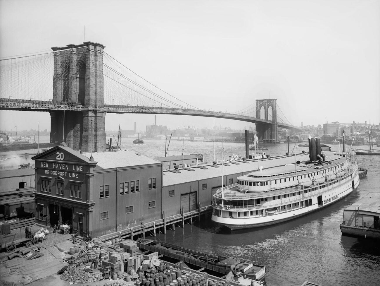 Ferry Boat Near Brooklyn Bridge, Brooklyn, 1905