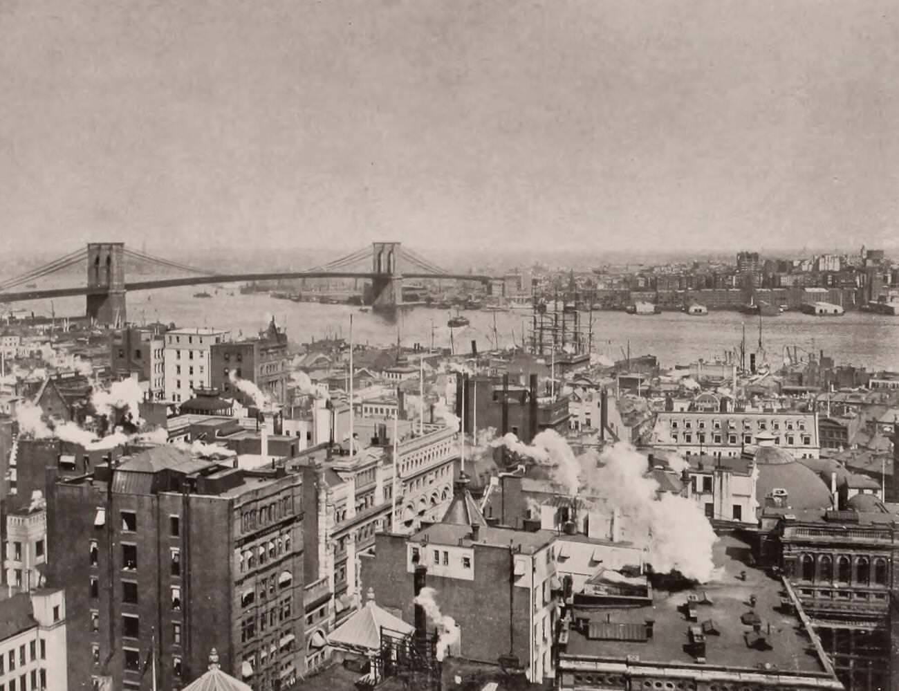 Brooklyn Bridge Connecting Manhattan And Brooklyn, Brooklyn, Circa 1900