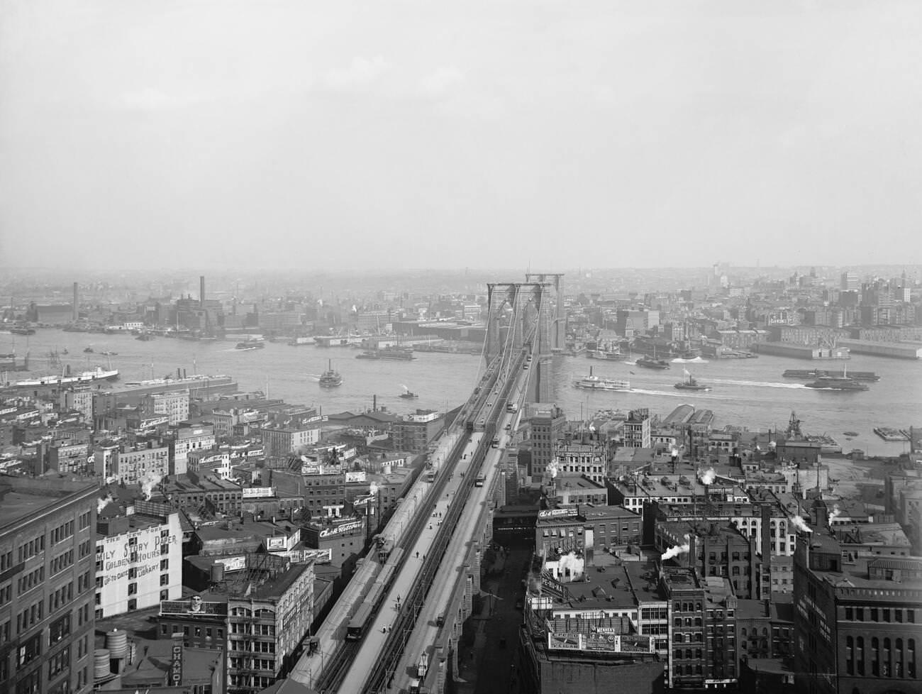 Brooklyn Bridge And East River, Brooklyn, Circa 1905