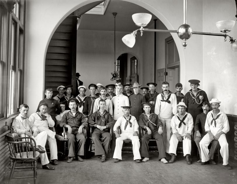 Group Of Patients, Brooklyn Navy Yard Hospital, 1900.