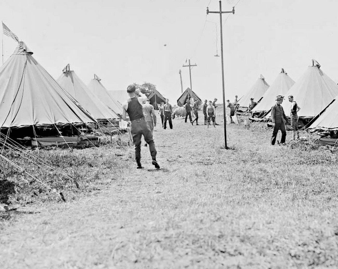 Ball Game In Camp At Fort Hamilton, Brooklyn, 1908