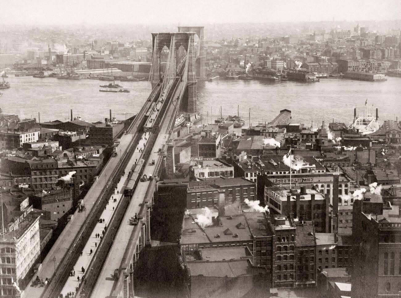 View Of Manhattan From Brooklyn Bridge, 1900S