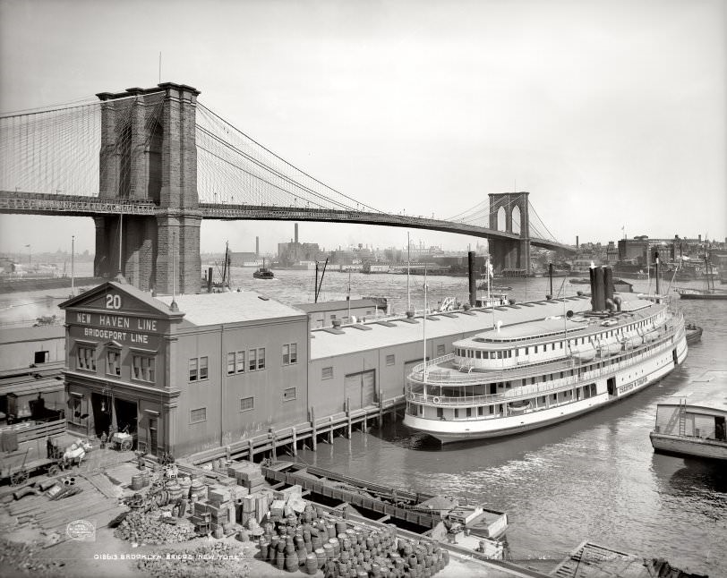 Brooklyn Bridge Over East River, 1905.