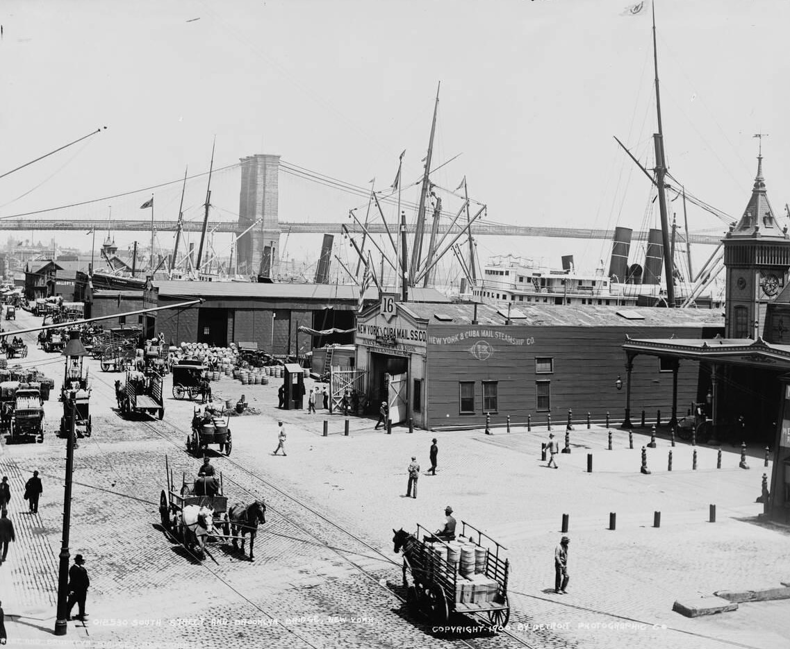 South Street And Brooklyn Bridge, Brooklyn, 1900