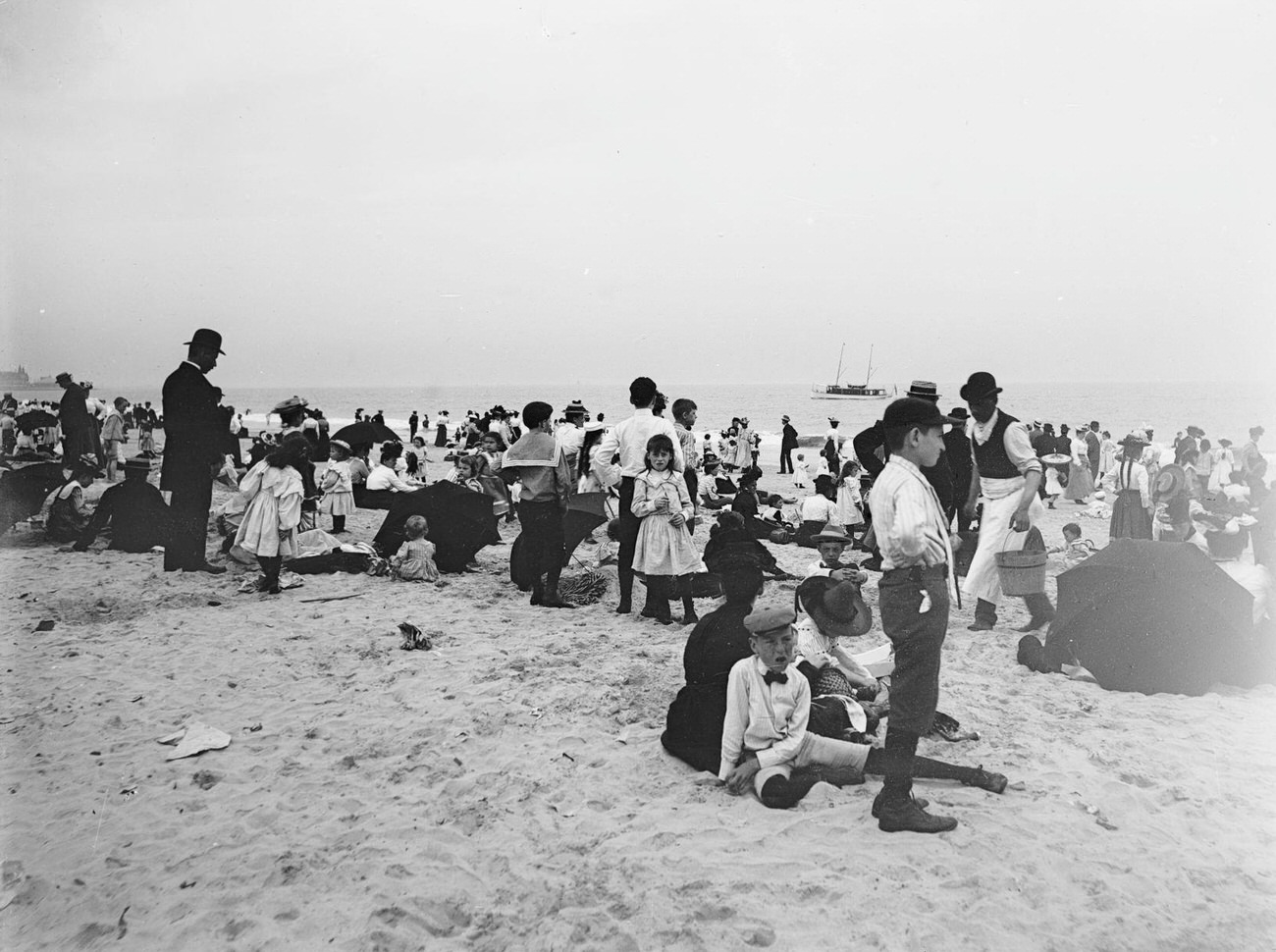 Beach Scene At Coney Island, Brooklyn, 1901