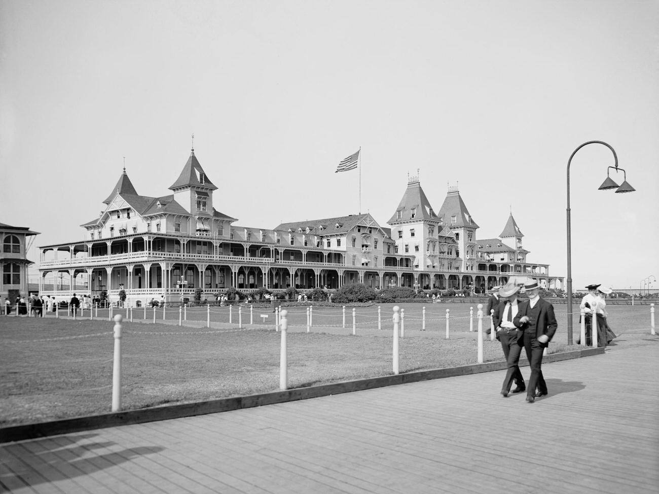 Hotel And Boardwalk At Brighton Beach, Brooklyn, 1903