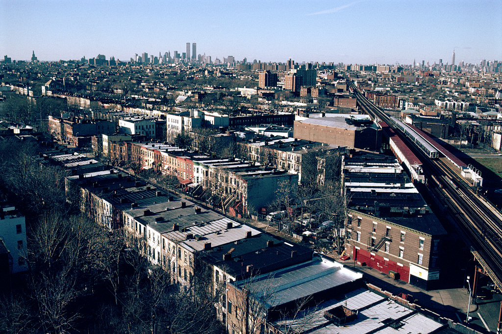 View West Along Broadway From Sumpter St., Brooklyn, New York, With Manhattan Skyline In The Background, 2000