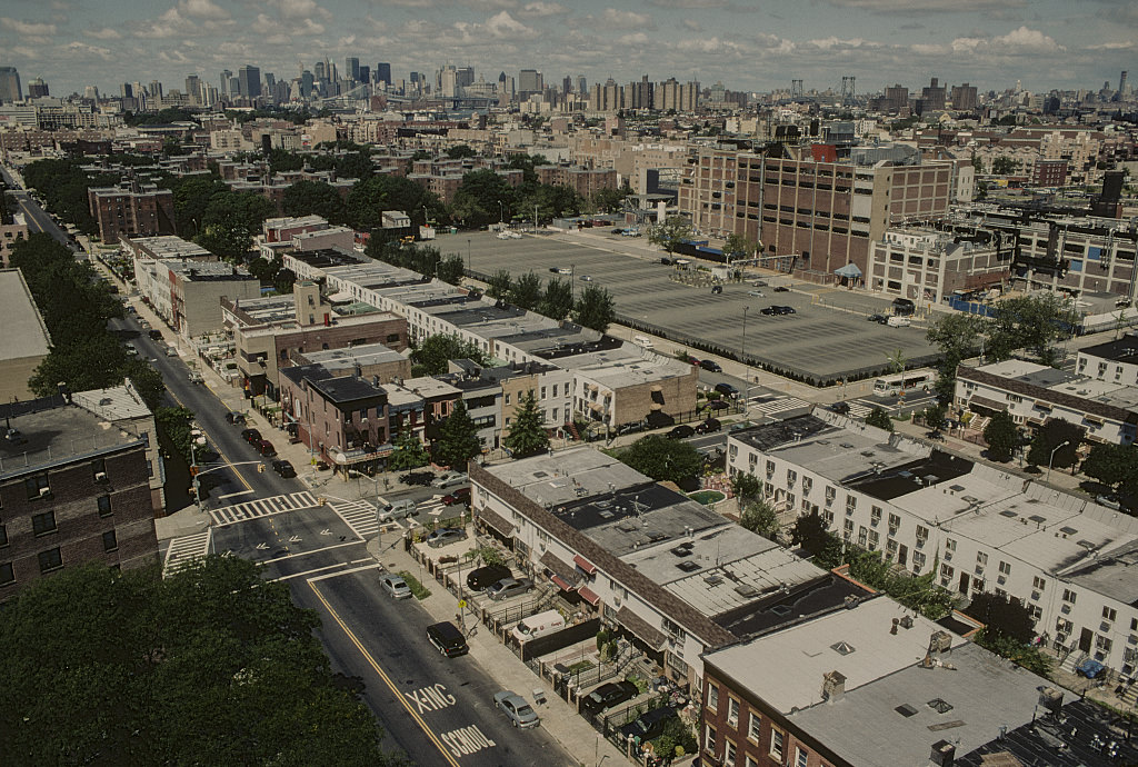 Southwest View Towards Manhattan, New York, From Tompkins Houses, Park Ave. And Tompkins Ave., Brooklyn, With Pfizer Plant On Right, 2008