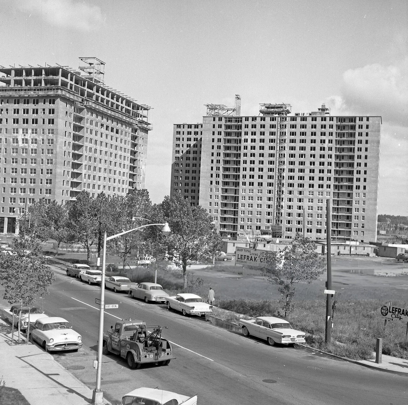 Construction Of The Lefrak City Apartment Complex, As Seen From The Intersection Of Junction Boulevard And The Horace Harding Expressway, Queens, 1960S.