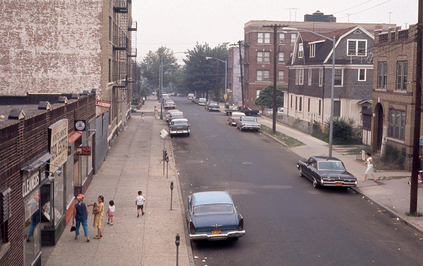 Residential And Commercial Buildings Along 112Th Street At Roosevelt Avenue In Corona, 1960S.