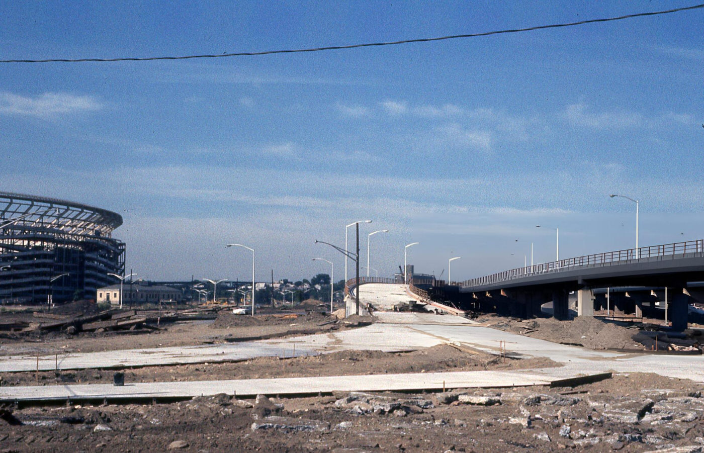 Ongoing Construction Of New Exit And Entrance Ramps For Municipal Stadium On The Grand Central Parkway, Queens, 1960S.