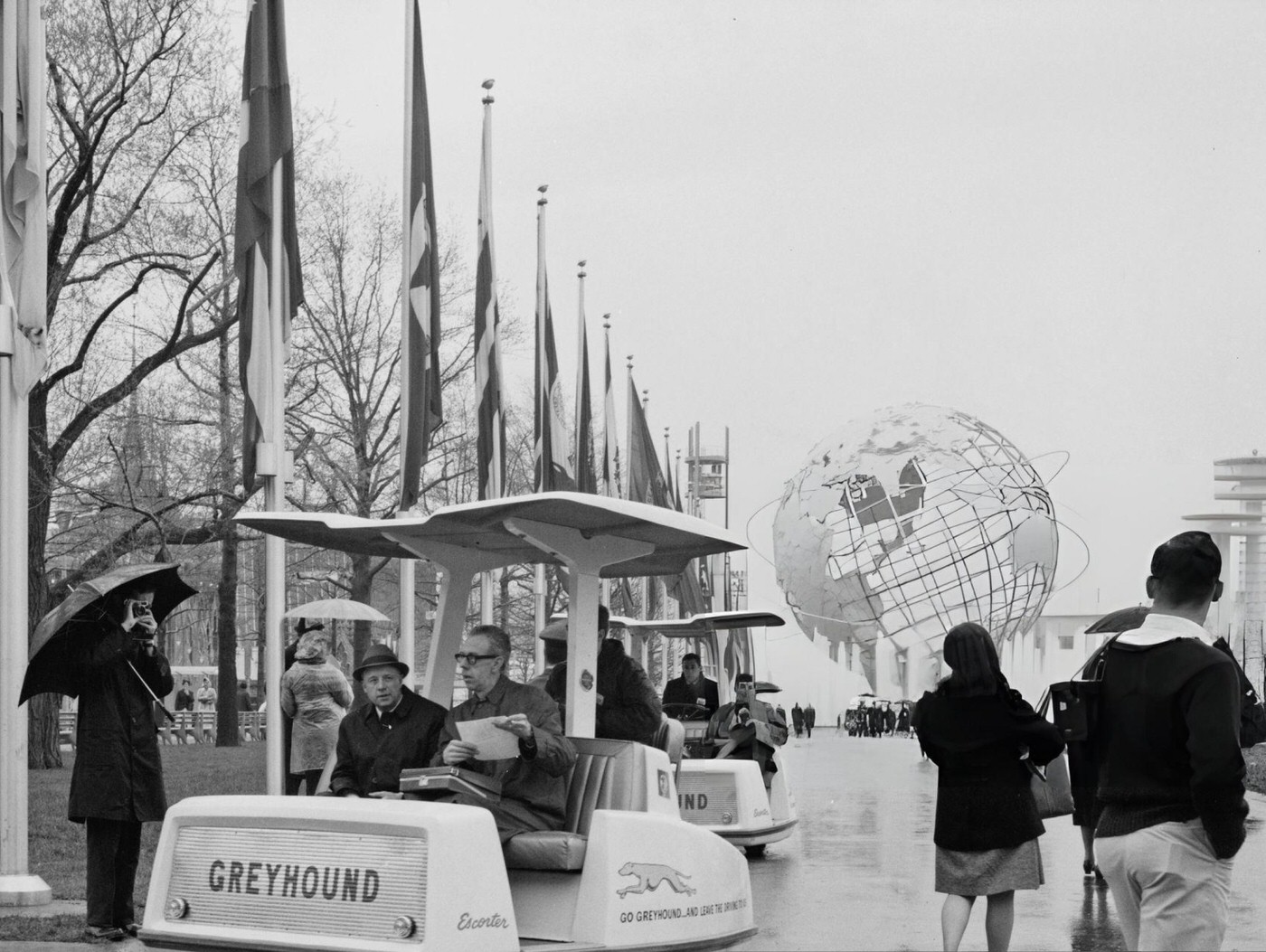 Visitors Riding In A Greyhound World'S Fair Escorter At The New York World'S Fair At Flushing Meadows-Corona Park In Queens, 1960S.