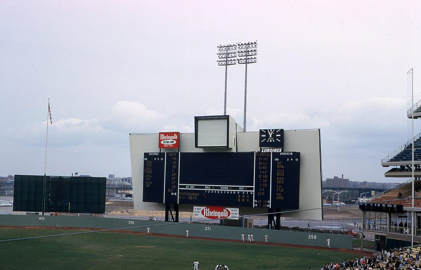 Scoreboard On Opening Day At Shea Stadium In Corona, 1964.