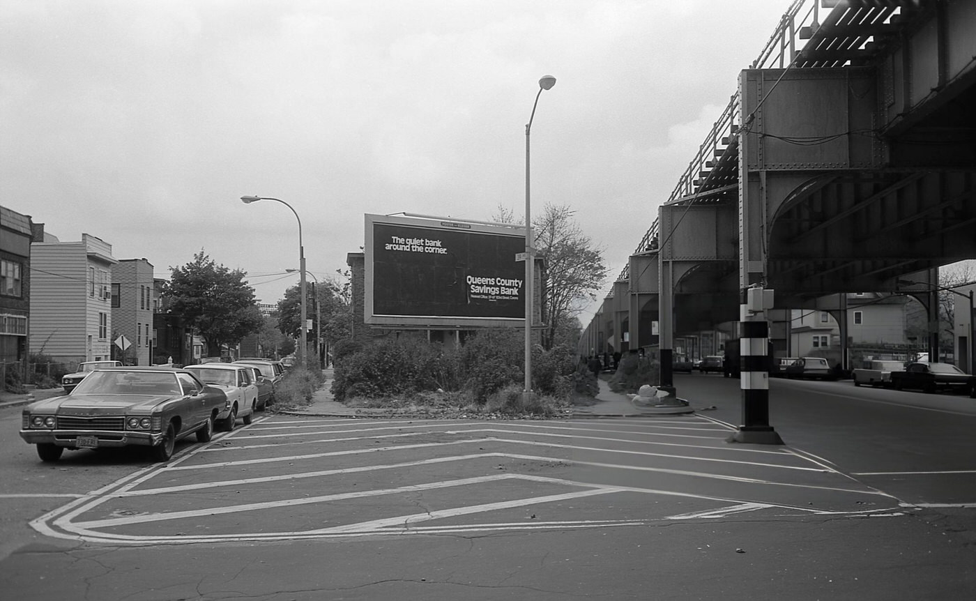Residential Homes Next To The Elevated Subway Line At 39Th Avenue In Corona, Queens, 1970S.