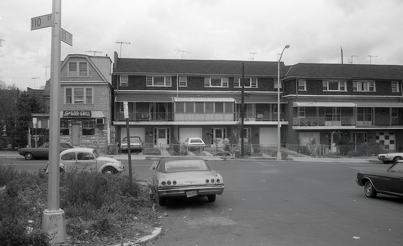 Lee'S Bar &Amp;Amp; Grill And Residential Homes On 110Th Street In Queens' Corona Neighborhood, 1974.
