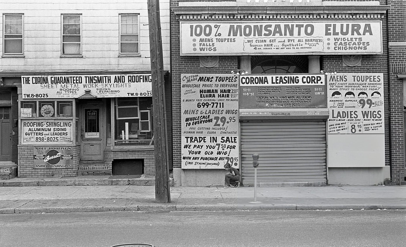 A Tinsmith And Roofing Company And A Wig Shop On 108Th Street In Queens' Corona, 1975.