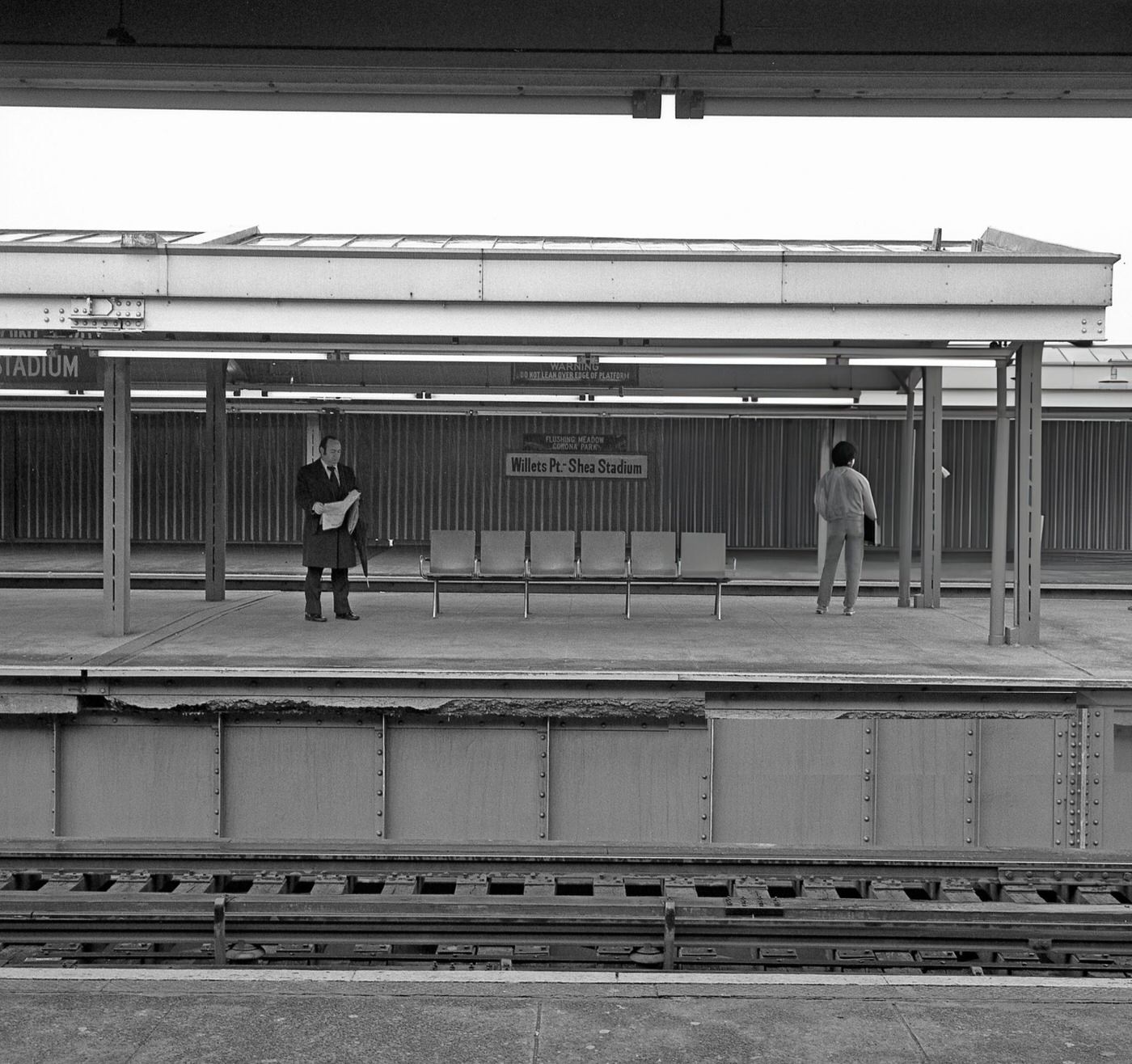 Commuters Waiting For A Train At The Willets Point-Shea Stadium Subway Station In Queens' Corona, 1975.