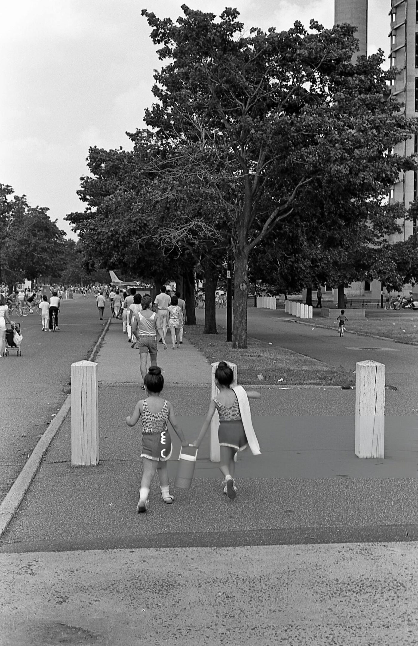 Two Children Enter Flushing Meadows Park In Corona, Queens, 1986.