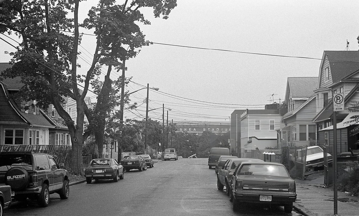Residential Homes Along 37Th Avenue And 112Th Street In Queens' Corona Neighborhood With Shea Stadium Visible In The Center Rear, 1994.