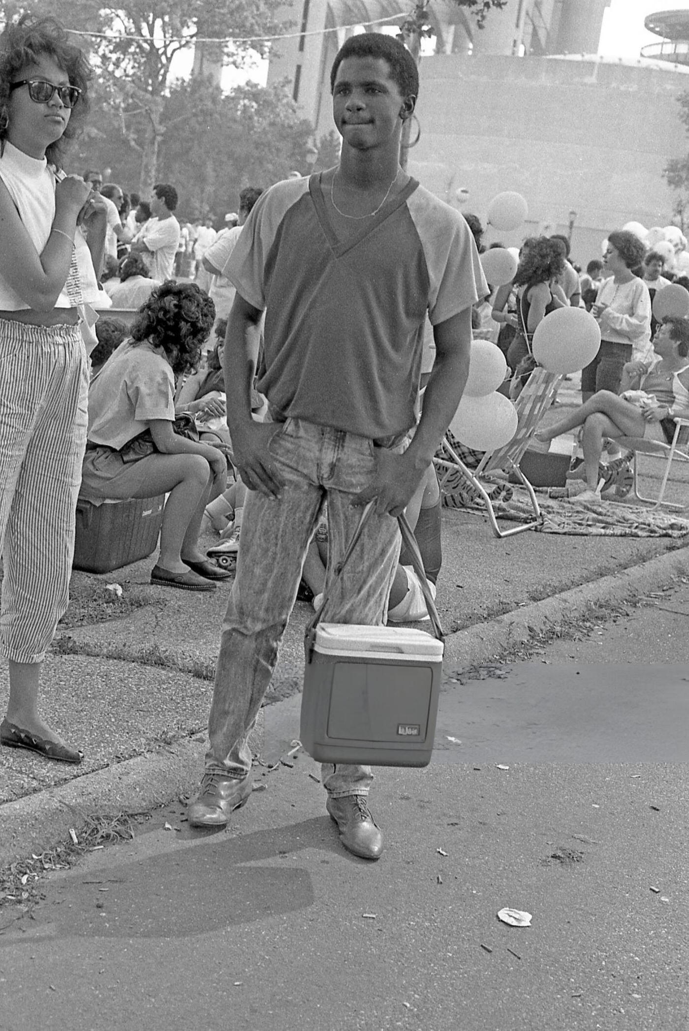 A Man Stands On A Footpath In Flushing Meadows Park, Corona, Queens, 1988.