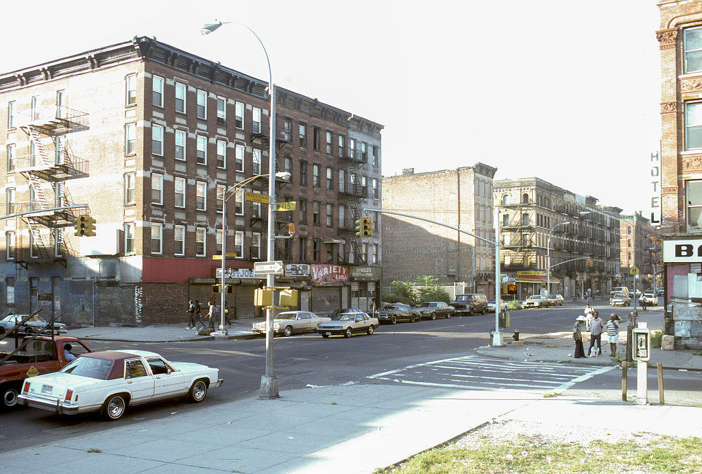View Se From W. 115Th St. Along Frederick Douglass, Harlem, 1989.