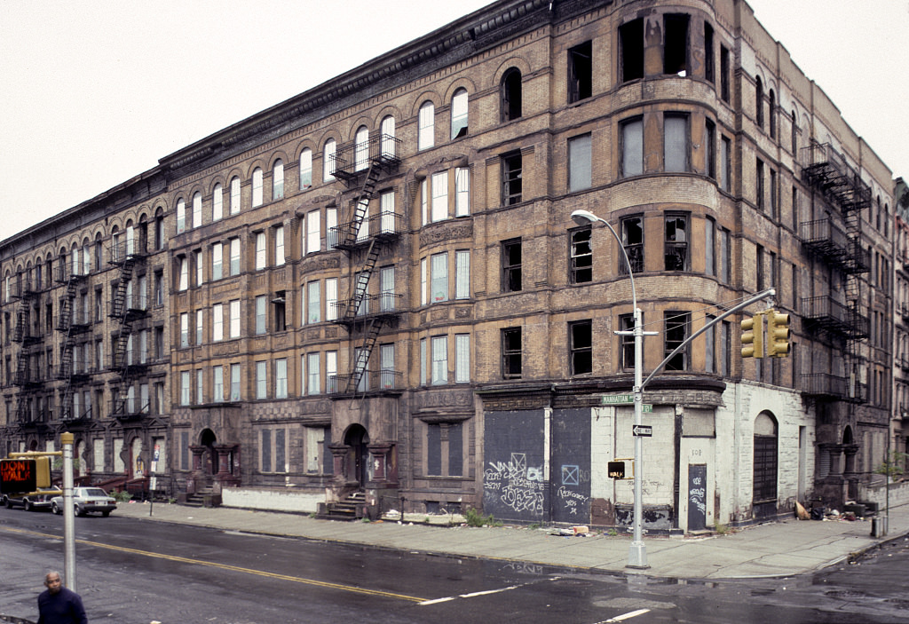 View Ne Along Manhattan Ave. From W. 121St St., Harlem, 1989.
