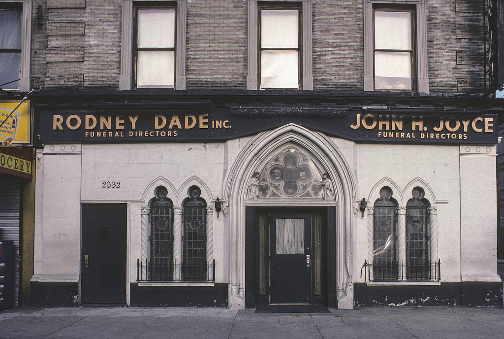 Rodney Dade Funeral Home, 2332 Adam Clayton Powell Blvd. Harlem, 1987.