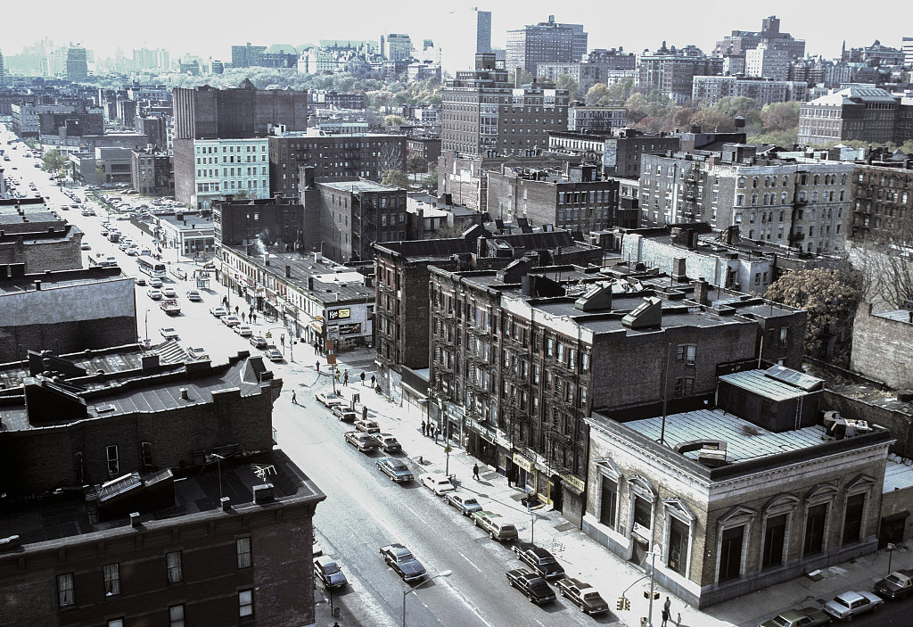 View Sw Along Frederick Douglass Blvd. From Roof Of St. Nicholas Houses, W. 127Th St., Harlem, 1988.