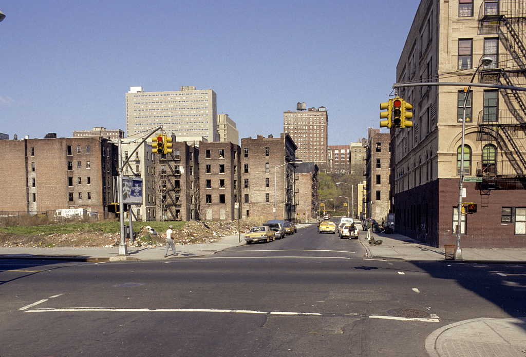 View West Along W. 119Th St. From Frederick Douglass Blvd., Harlem, 1988.