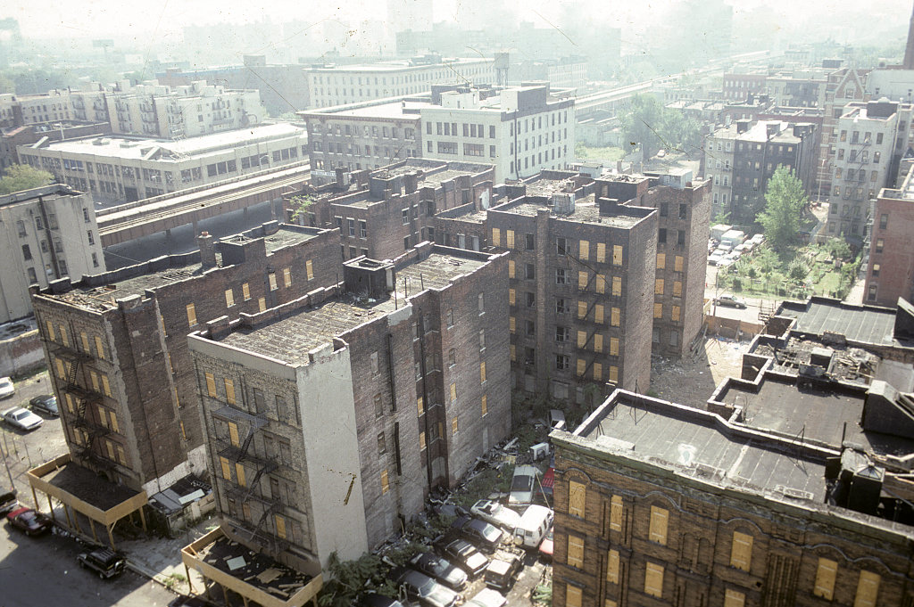 View Se Along E. 132Nd St. From Madison Ave., Harlem, 1988.